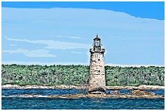 Ram Island Ledge Light Tower in Maine - Digital Painting